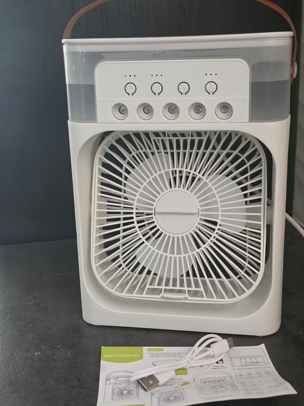 Mini Klimatyzator 3w1 – Wentylator, Nawilżacz z Mgłą, LED