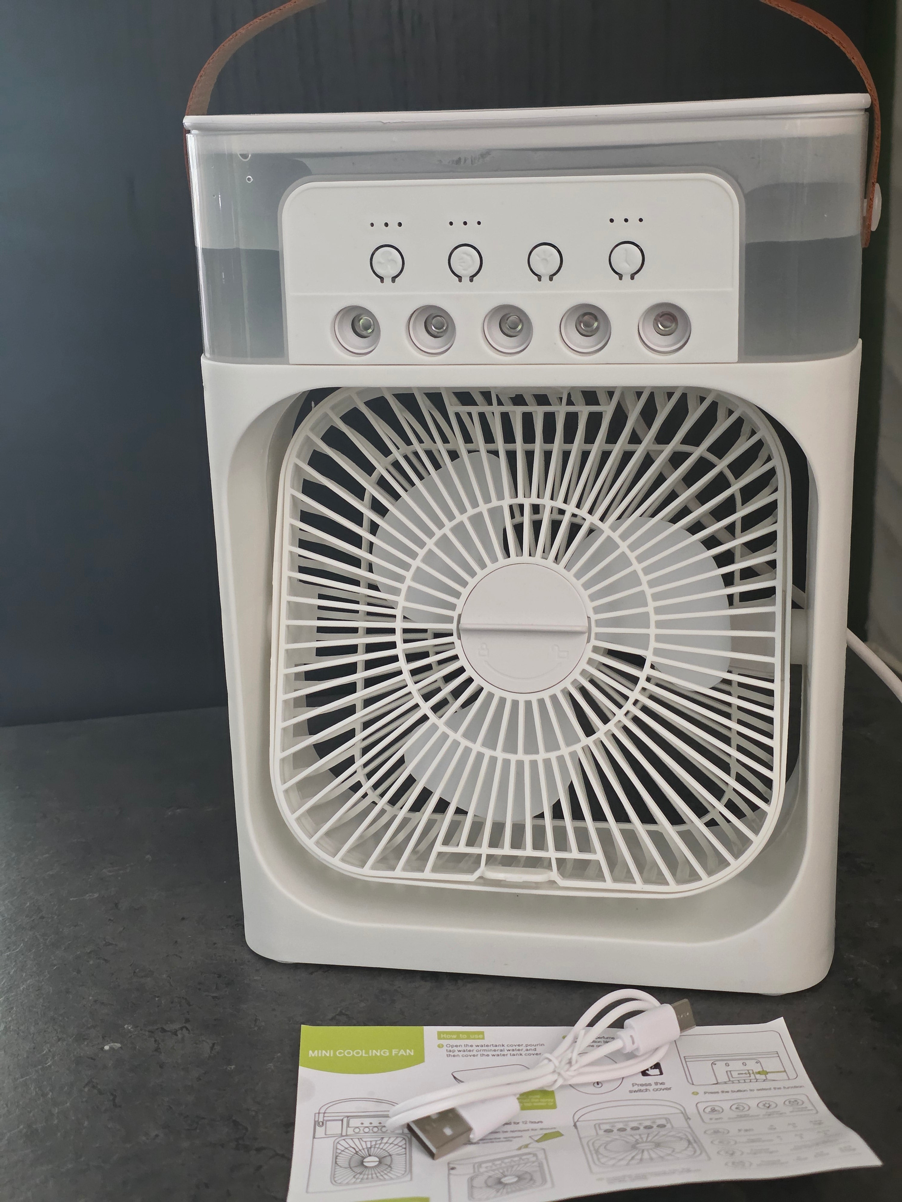 Mini Klimatyzator 3w1 – Wentylator, Nawilżacz z Mgłą, LED