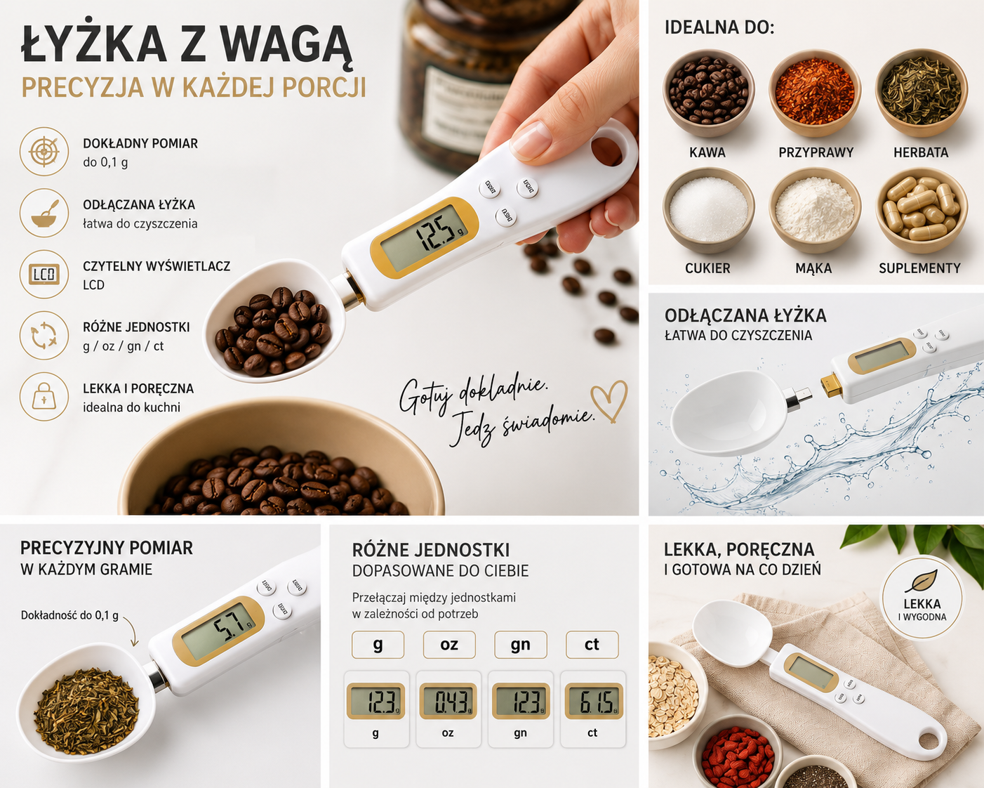 Łyżka z wagą elektroniczną – odmierzaj składniki bez wysiłku