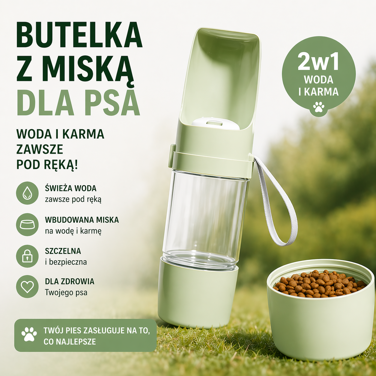 Butelka z miską dla psa 2w1 🐾 – idealna na spacery i podróże