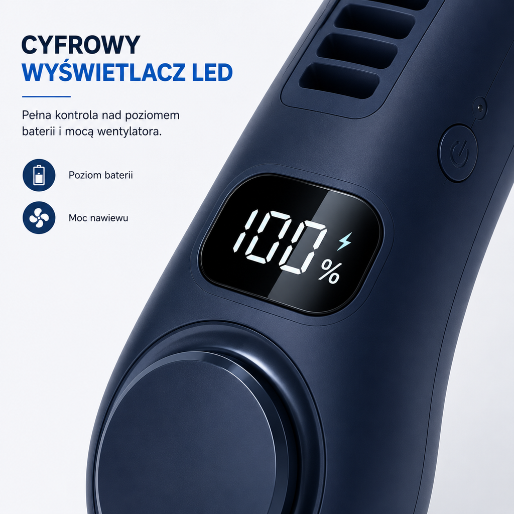 WENTYLATOR CHŁODZĄCY NA SZYJĘ – BEZŁOPATKOWY