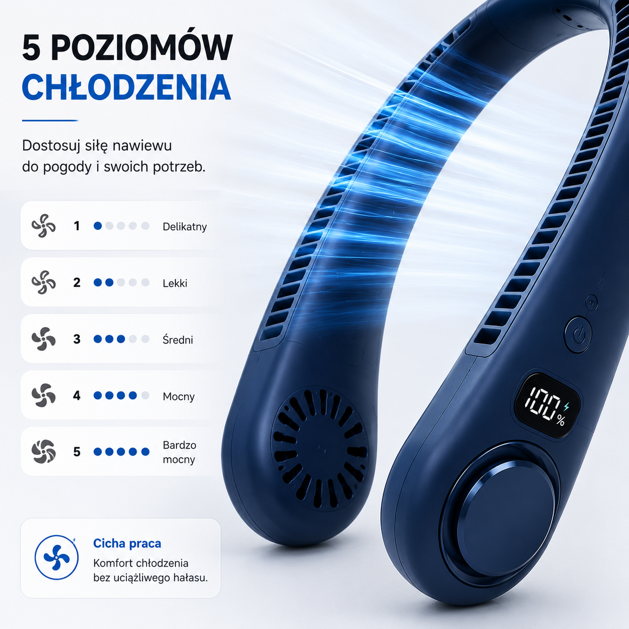 WENTYLATOR CHŁODZĄCY NA SZYJĘ – BEZŁOPATKOWY