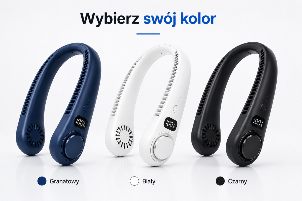 WENTYLATOR CHŁODZĄCY NA SZYJĘ – BEZŁOPATKOWY