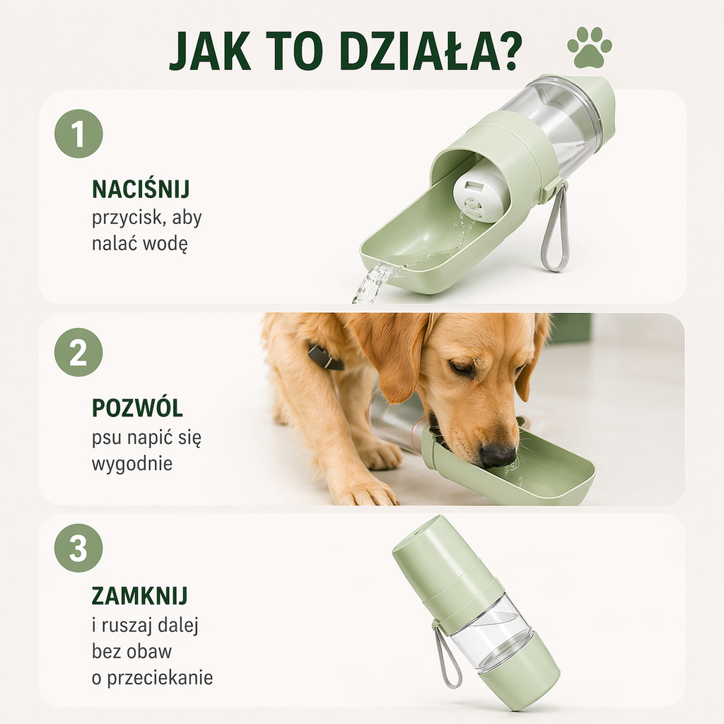 Butelka z miską dla psa 2w1 🐾 – idealna na spacery i podróże